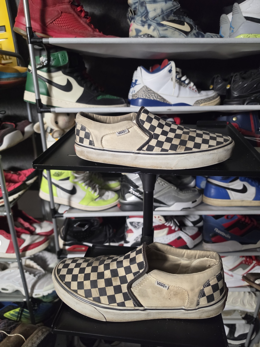 🔥 Vans Checkerboard Slip-On White and Black Men Size 9.5 Worn!